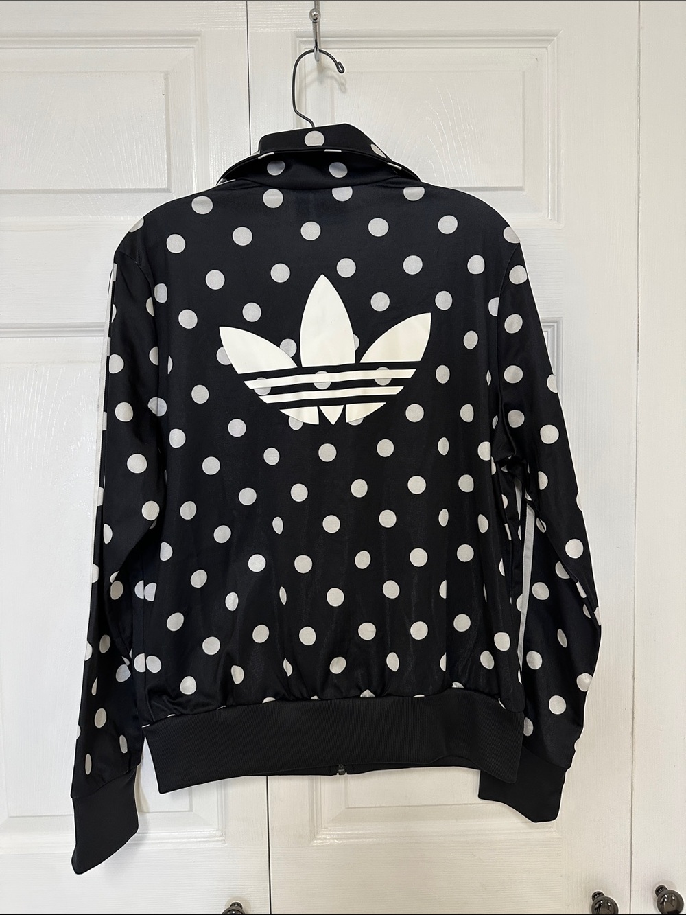 NWOT Adidas Black and White Polka Dot Track Jacket - Picture 3 of 5